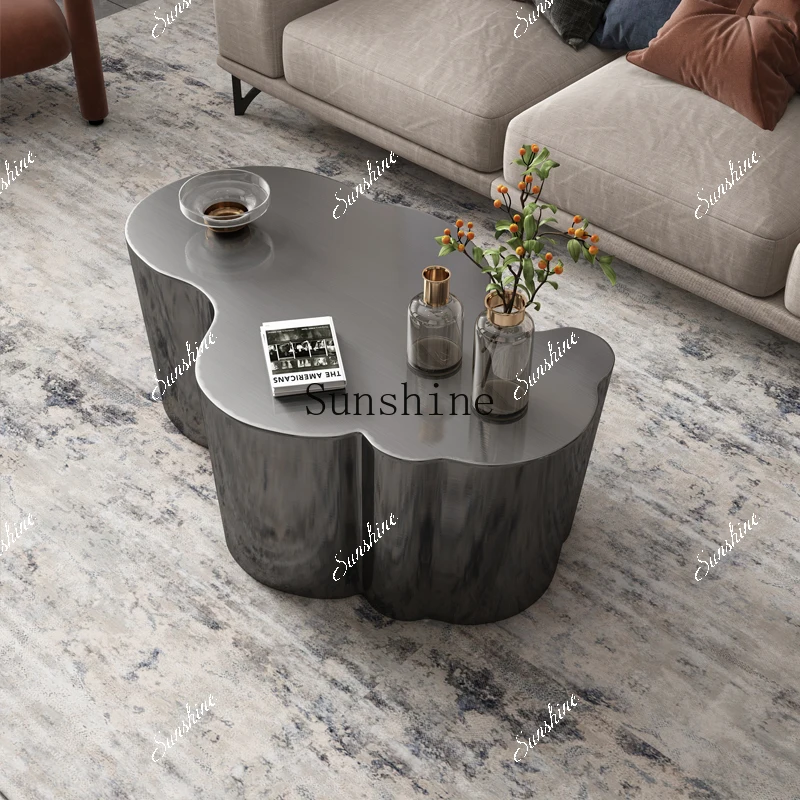 

Special-shaped light luxury modern living room simple stainless steel high-end coffee table FT