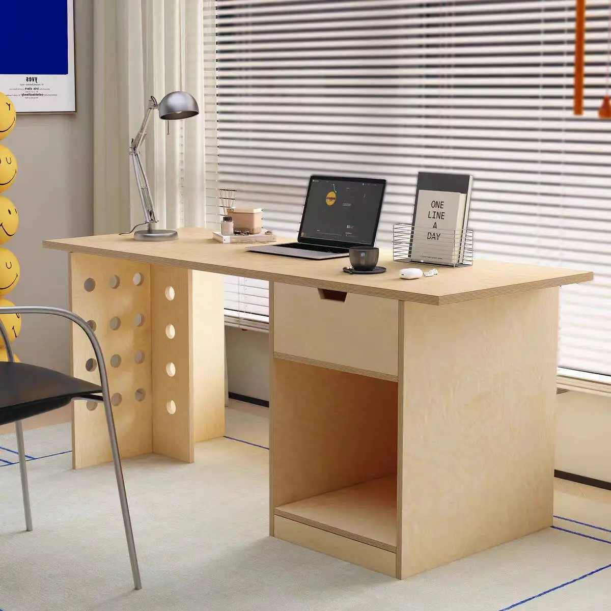 HYS Modern Simple Desk Computer Desk Birch Ocean Board Table Long Learning Table Large Board Workbench Desk