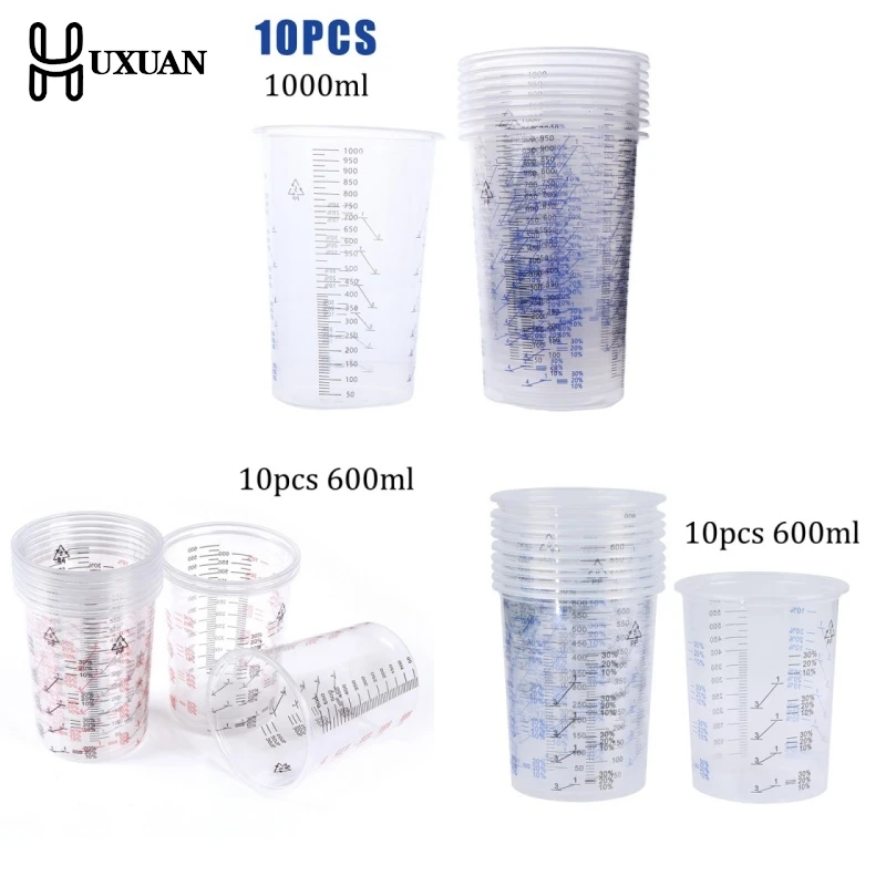 10Pcs 600/1000ML Paint Mixing Calibrated Cup Plastic Paint Mixing Cups Mixing Pots For Accurate Mixing Of Paints And Liquids