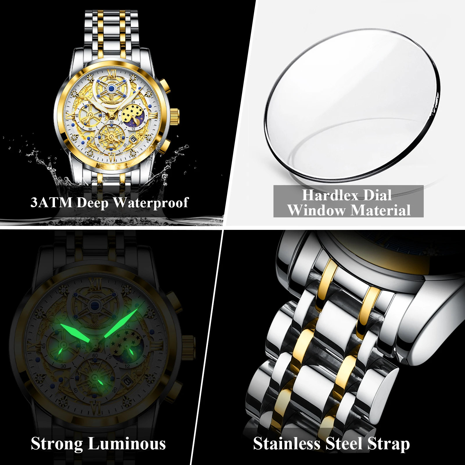 POEDAGAR Luxus Mode Männer Uhr Wasserdicht Leucht Datum Mann Armbanduhr Edelstahl Chronograph Quarz herren Uhren Reloj