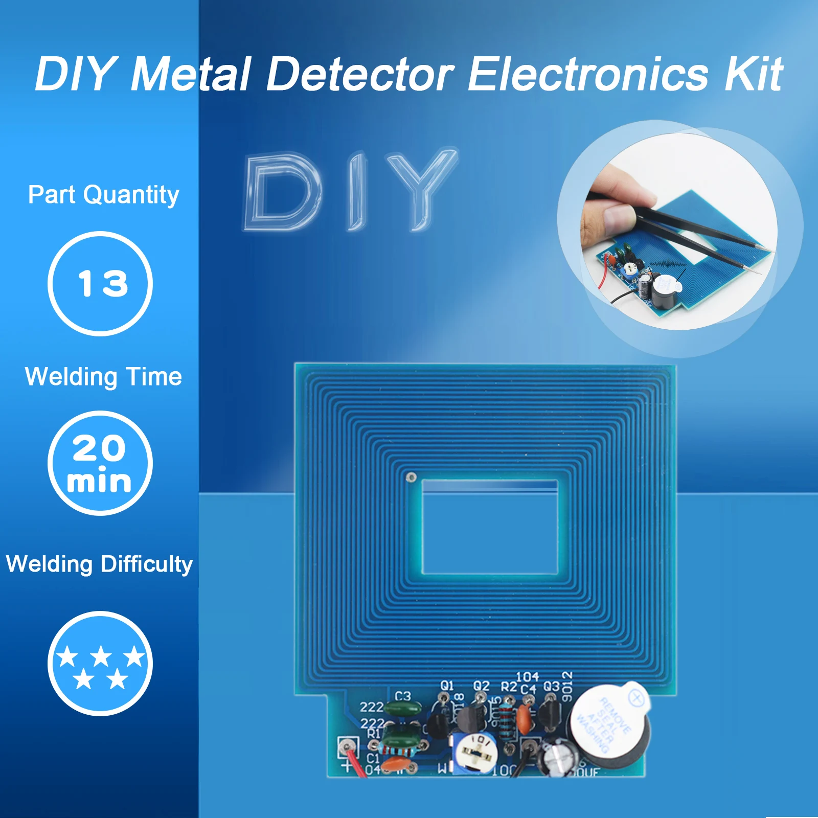 Metal Detector Electronic DC 3V-5V 60mm Non-Contact Sensor Board Module Electronic Parts Metal Detector DIY Kit