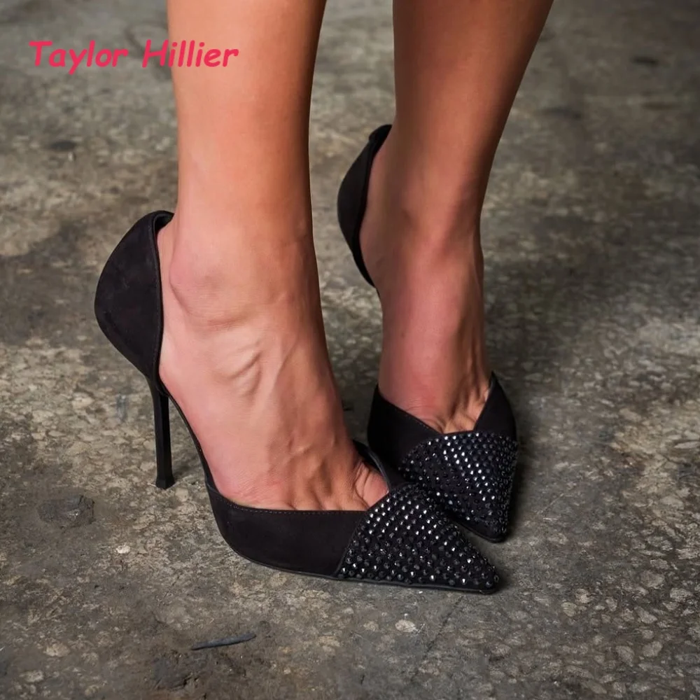 Pointed Toe High Heel Pumps Ladies Glitter Rhinestone Stiletto Heels New Arrival Wedding Party Elegant Formal Women Dress Shoes