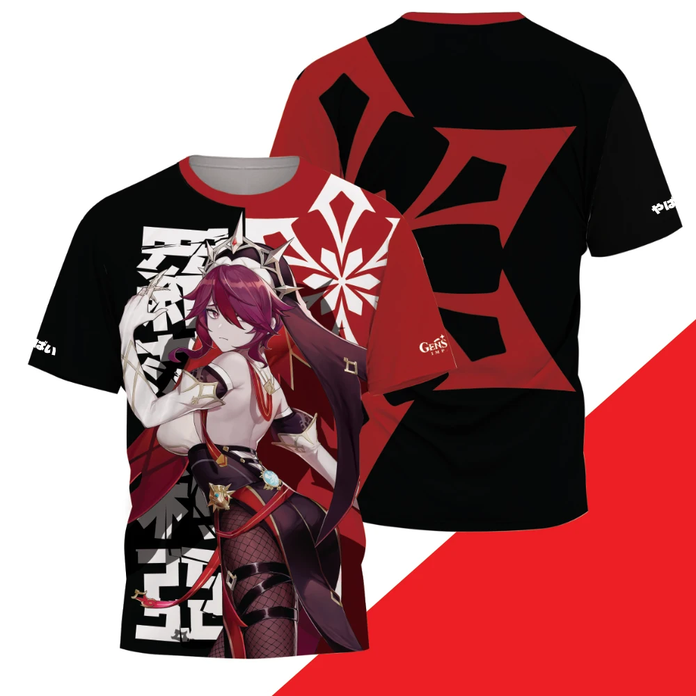 Game Genshin Impact All Roles Cosplay T-shirt 3D Raiden Shogun Print Anime Tees Summer Men Women Harajuku Casual Street Y2k Tops