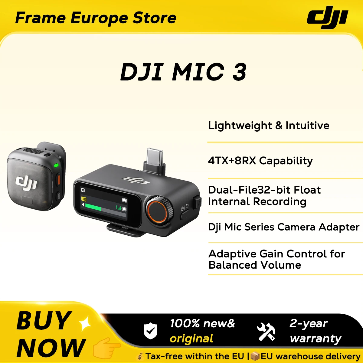 Micrófono Inalámbrico DJI Mic 3, Ultraligero, Tiempo de Uso Prolongado y Carga Rápida, Transmisión de 400 m… — oferta en AliExpress