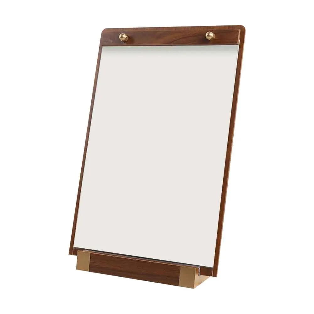 A4/A5/A6 กระดานแสดงผลตั้งโต๊ะ สีน้ำตาล ฐานมั่นคง เมนู ที่วางแนวตั้ง แผงใส ไม้วอลนัทเทียม