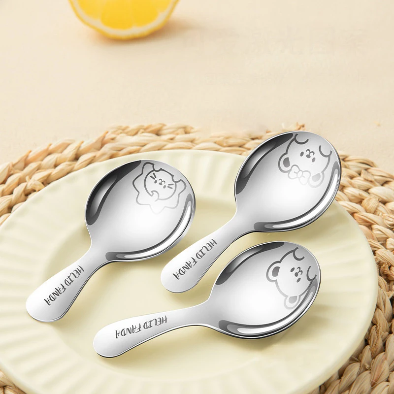 1Pieces Creative Mini Kid Soup Spoon Short Handle Dessert Spoon Cute Children's Tableware Spice Salt Scoop Outdoor tableware