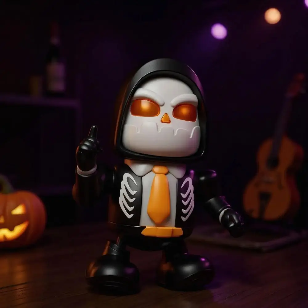 Jouet Robot dansant d'halloween en plastique, lumière avec son, squelette 3D, jouet de danse, Simulation, décor artisanal