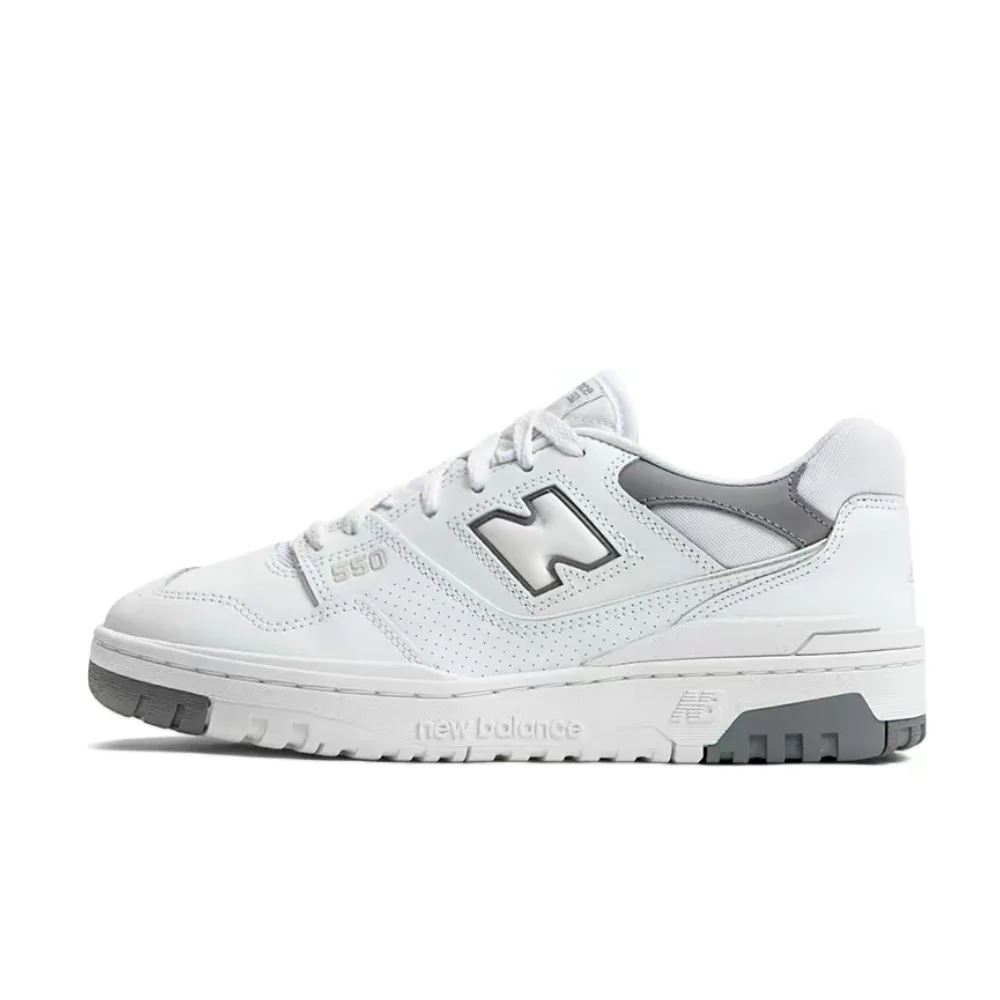 New Balance NB550 Unisex Low-Top Retro Basketball Shoes  White/Gray, Shock-Absorbing Midsole, Durable & Comfortable BB550SWA