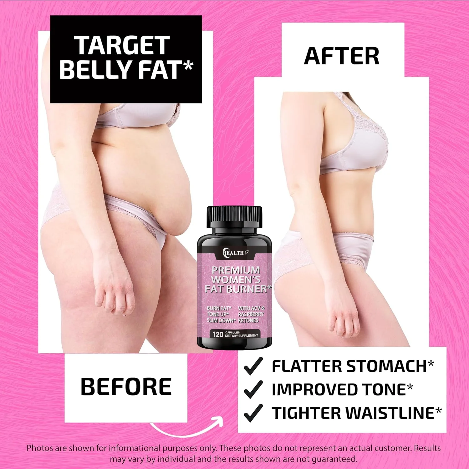 Female Fat Burner Pills Raspberry Ketone Abdominal Fat Loss with Appetite Suppressant Metabolism Booster