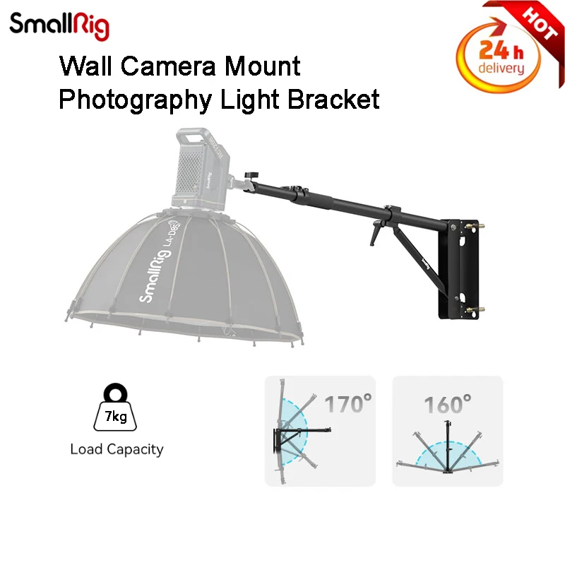 

SmallRig Wall Camera Mount With Triangle Base Adjustable Boom Arm For Studio Video Flash Ring Light Softbox Load 7KG 4172