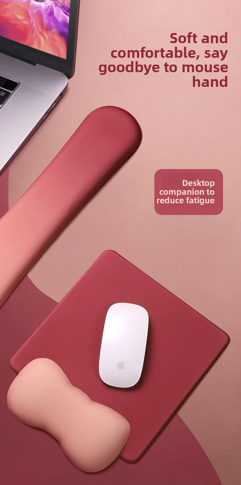 Silikon-Mauspad mit Farbverlauf und Handgelenkauflage, ergonomische Schreibtischunterlage für Büro und Gaming, 6 Farboptionen mit Farbverlauf – Detail 1