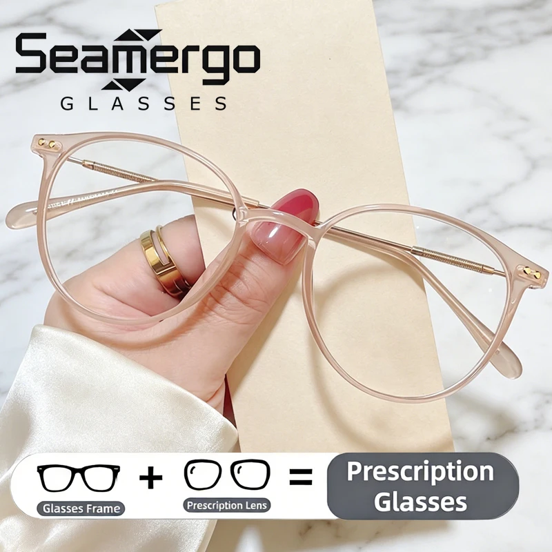 

SEAMERGO HD Reading Glasses Custom Women Men Round Ultralight Prescription Glasses Unisex Elegant Retro Eyewear Opticals
