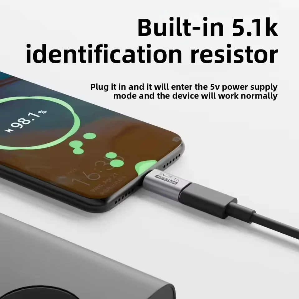 USB C Male to Female Adapter Built-in 5.1K Pull-Down Resistor 5V Fixed Voltage Charging Converter for Electric Shaver Trimmer