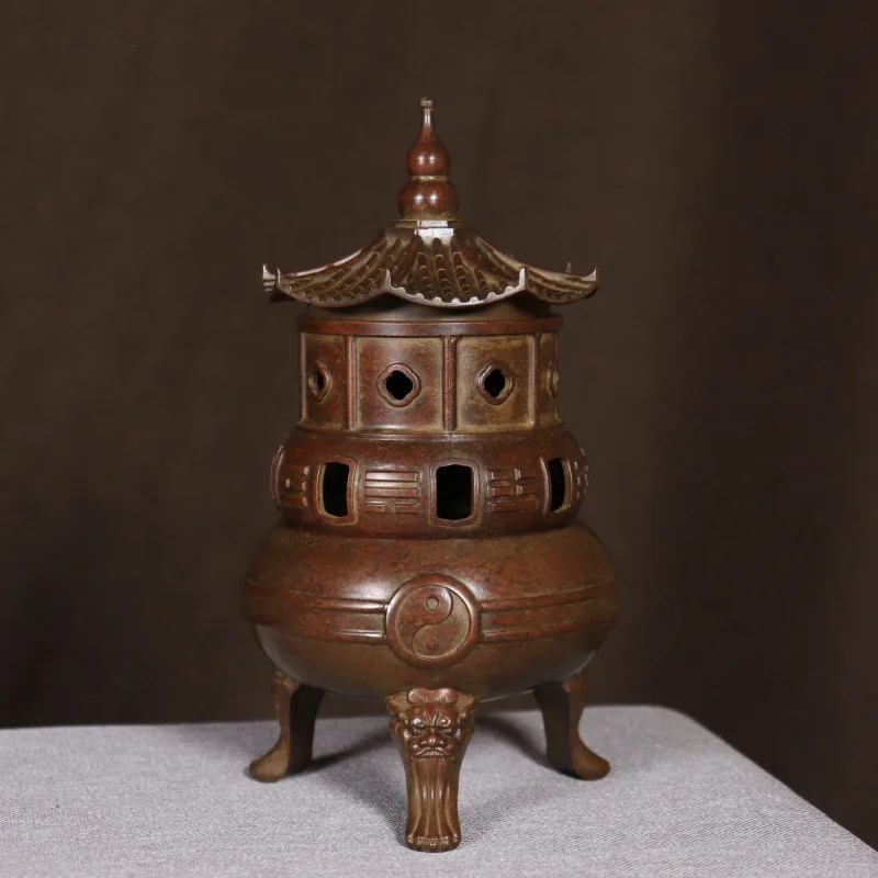 Pure , Chilong tower , Bagua burner, household incense holder, copper sculpture craft