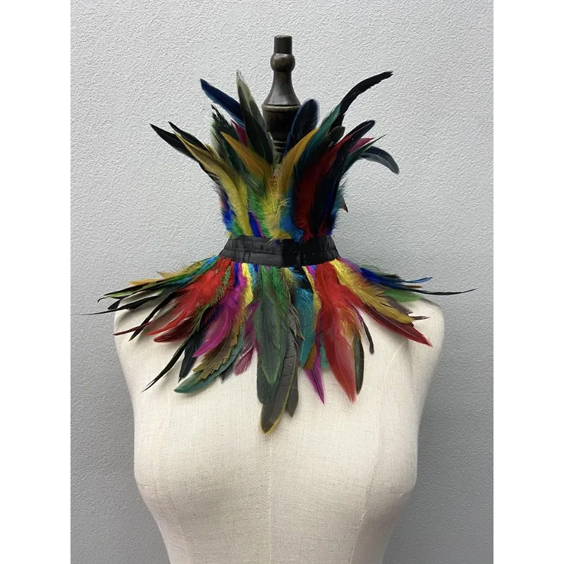 ريشة المختنق الأسود القوطية الملابس والاكسسوارات الفاخرة شال فرو حفلة تأثيري ريشة وشاح المرأة هالوين ديكور ريشة وشاح