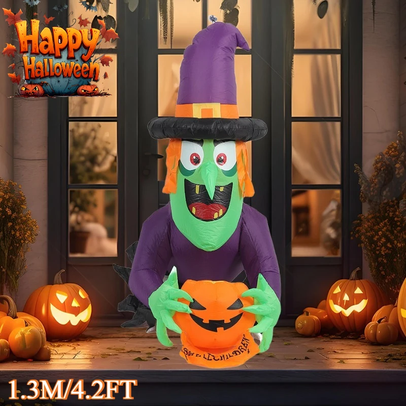 

1.3M/4.2FT Inflatable Toys Halloween Party Decorations Climbing Window Witch Model with LED Lights Outdoor Yard Garden Decor