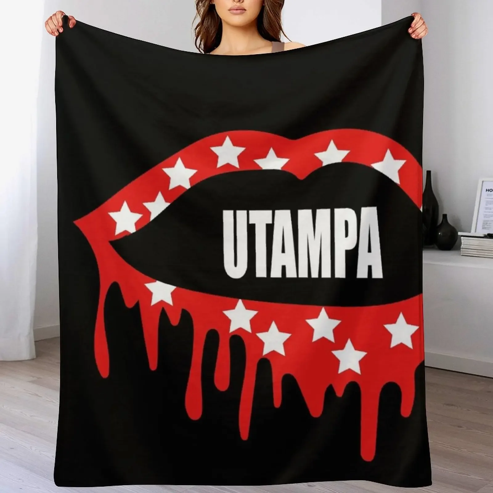 

utampa lips with stars Throw Blanket Multi Use Warm Blanket for Living Room Bedroom
