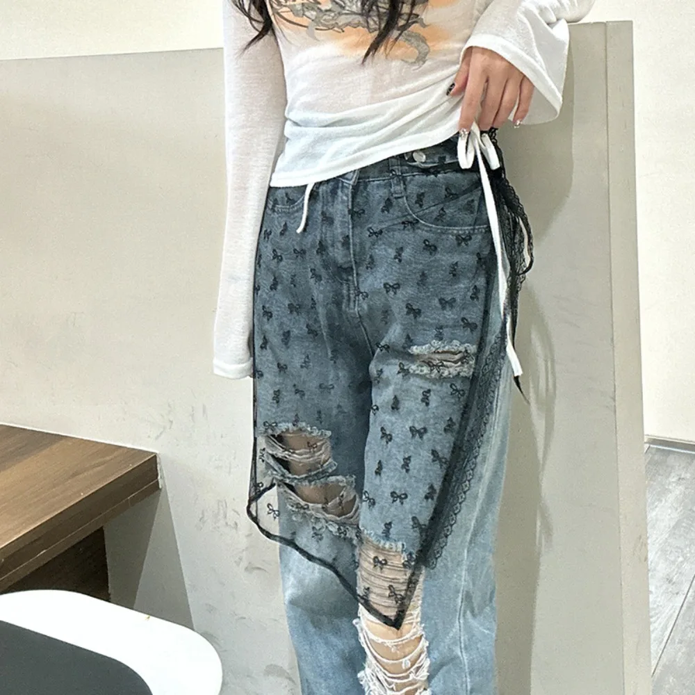 女性用レーススプライシングガースカート、レイヤーバンドスカート、ヴィンテージ原宿apron、女性用