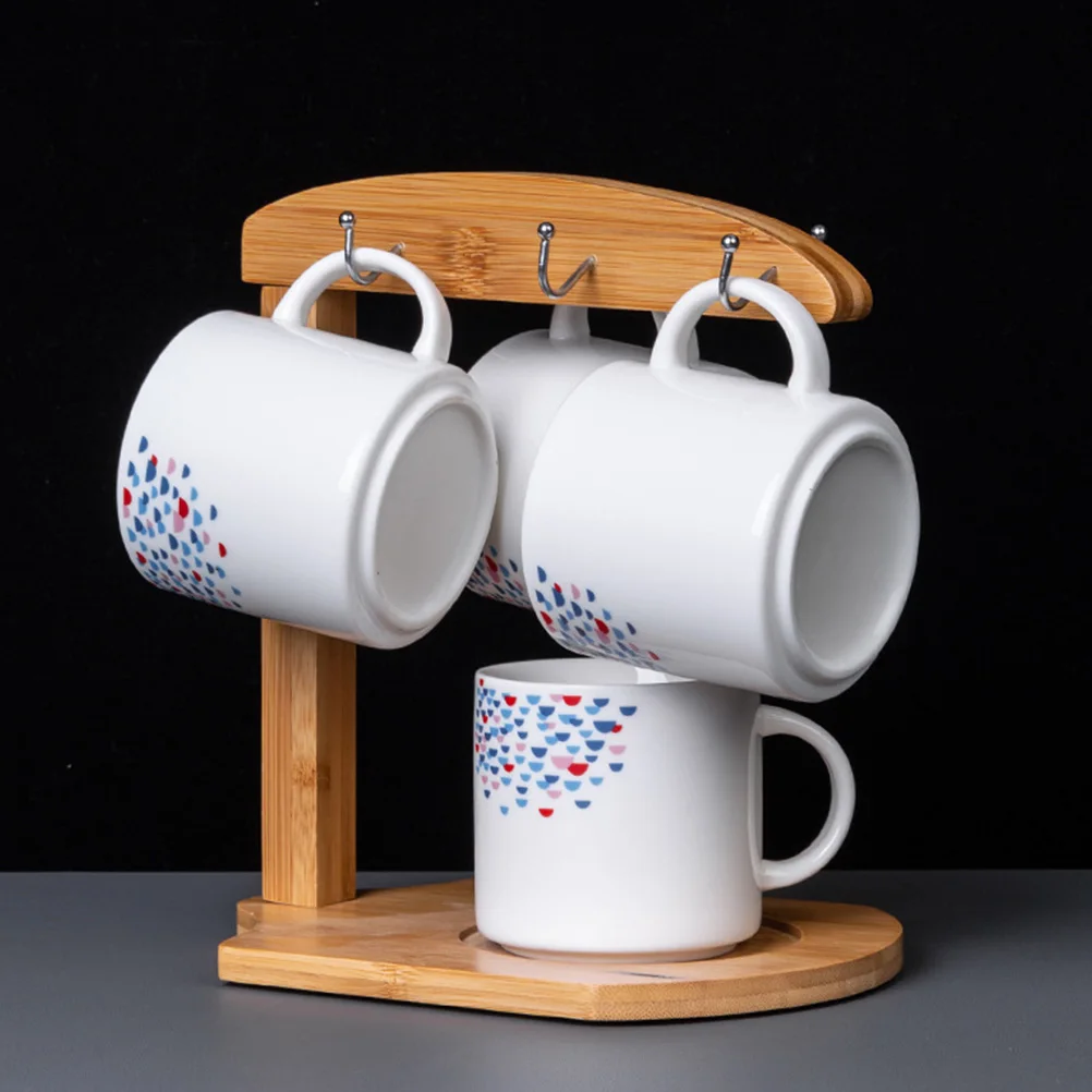 

1Pcs Bamboo Cup Holder Elegant Mug Stand Organizer Storage Rack For Tea Coffee Glass