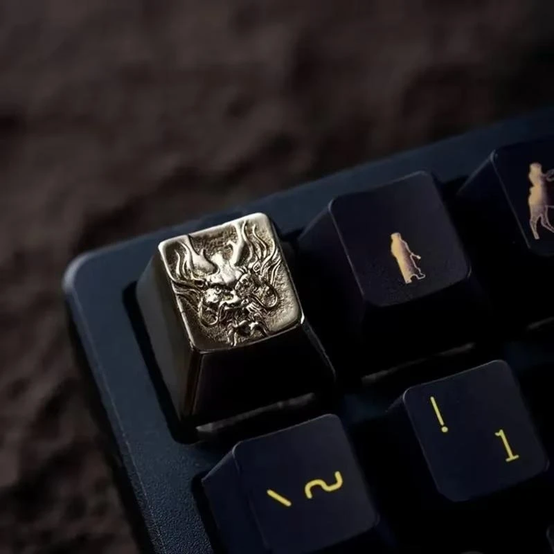 R6FF Hand Engraving Copper Dragon Keycap Offers Long Time Elegant and Corrosive Resistance Mechanical Keyboard keycap