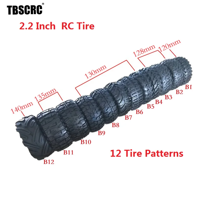 

TBSCRC 4Pcs Rubber 2.2 inch Tires Wheel With sponge liner for 1/10 AXIAL scx10 TRX4 Upgrade accessories