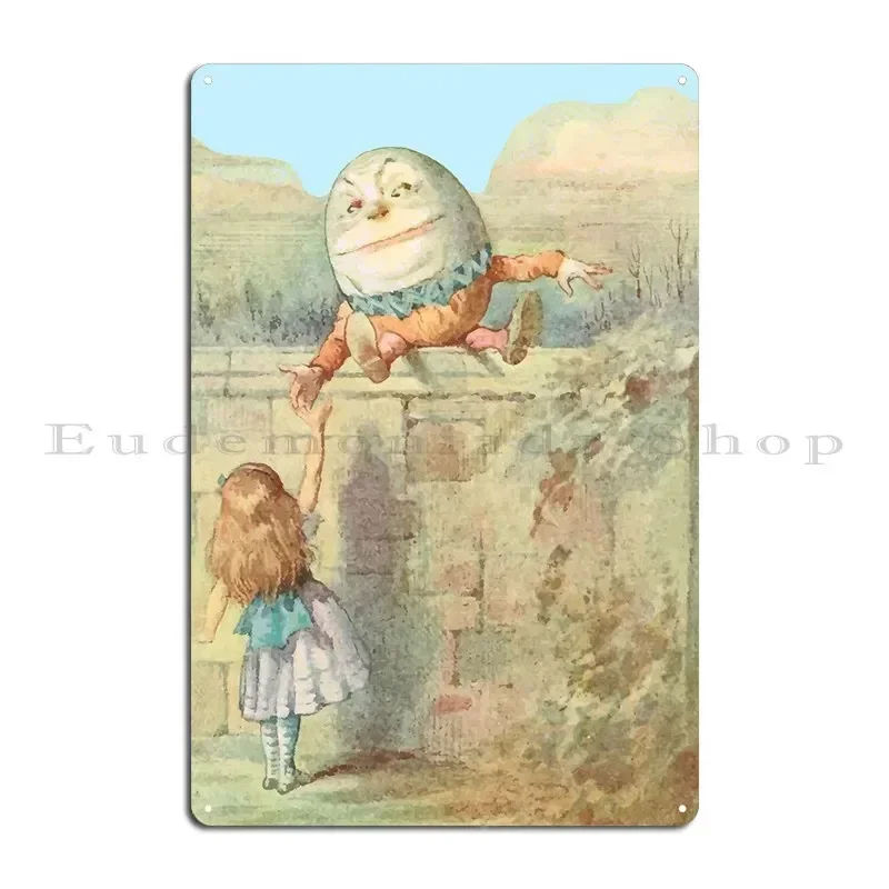 Alice And Humpty Dumpty Metal Sign Club Character Kitchen Garage Wall Decor Tin Sign Poster