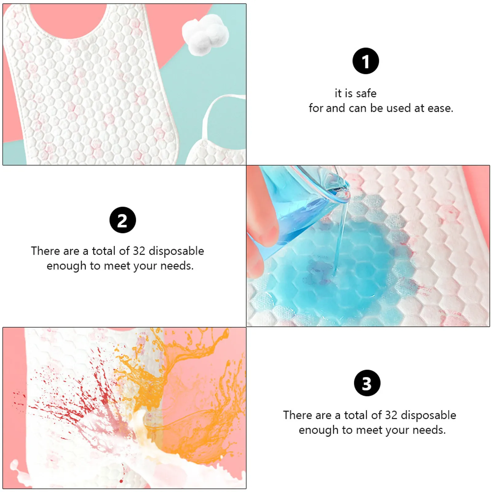 

32pcs Disposable Baby Bib Waterproof Instant Absorption Anti- For Infant Children Feeding Drool Towel Lunch Eating