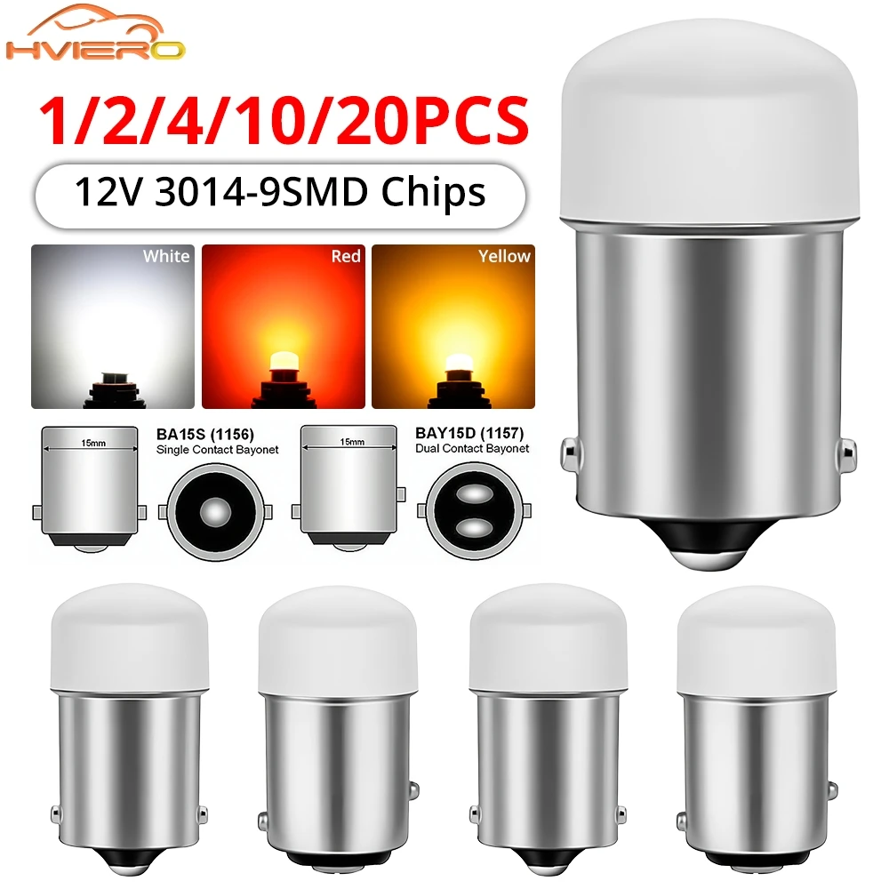 1/2/4/10Pcs 1156 Ba15S P21W 1157 BAY15D P21/5W Led Car Tail Light Bulb 3014 9SMD Auto Reverse Brake Parking Turn Signal Lamp 12V