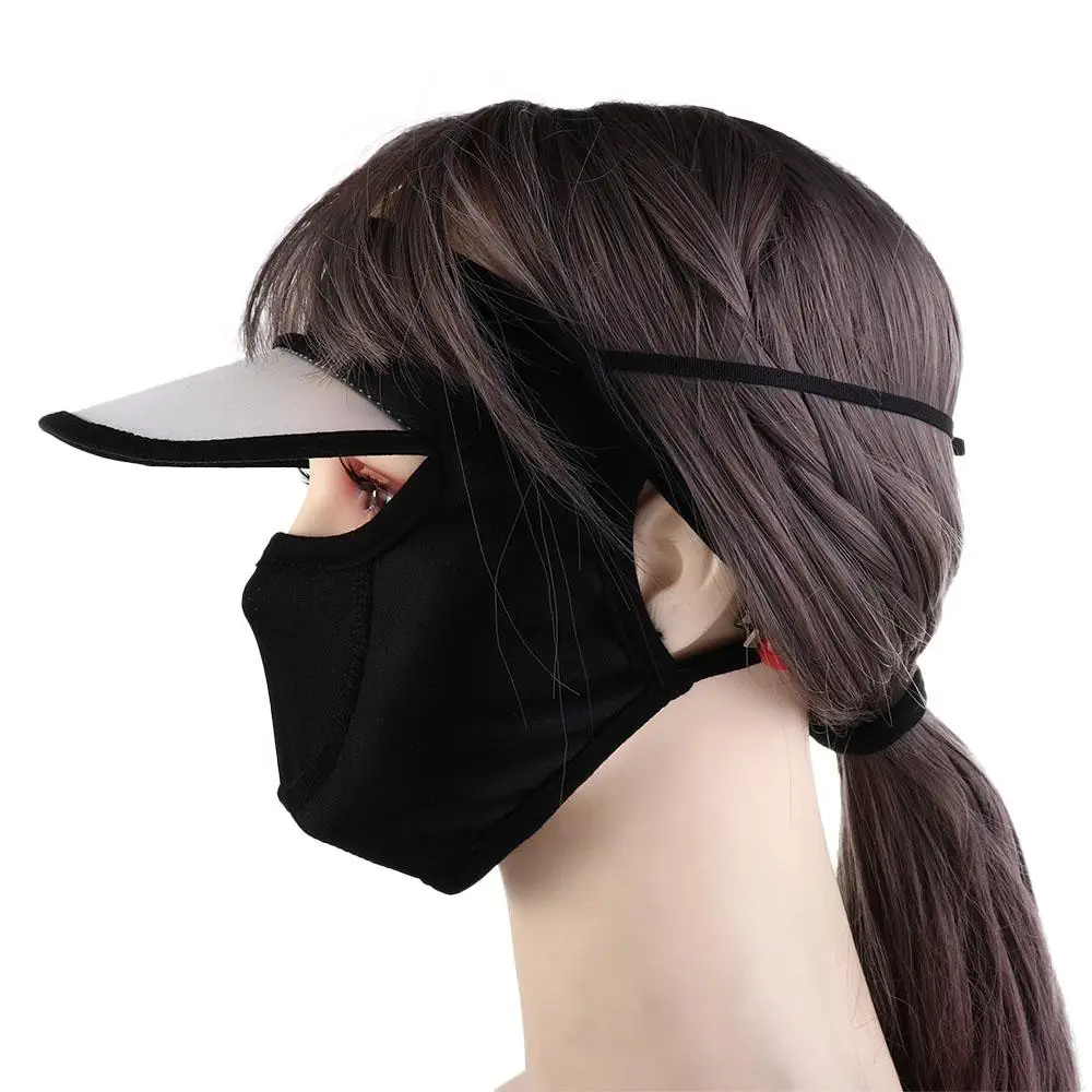 Face Veil With Brim Solid Color Eye protection Ice Silk Womne Sun Hats Face Gini Mask Summer Sunscreen Mask Driving Face Mask