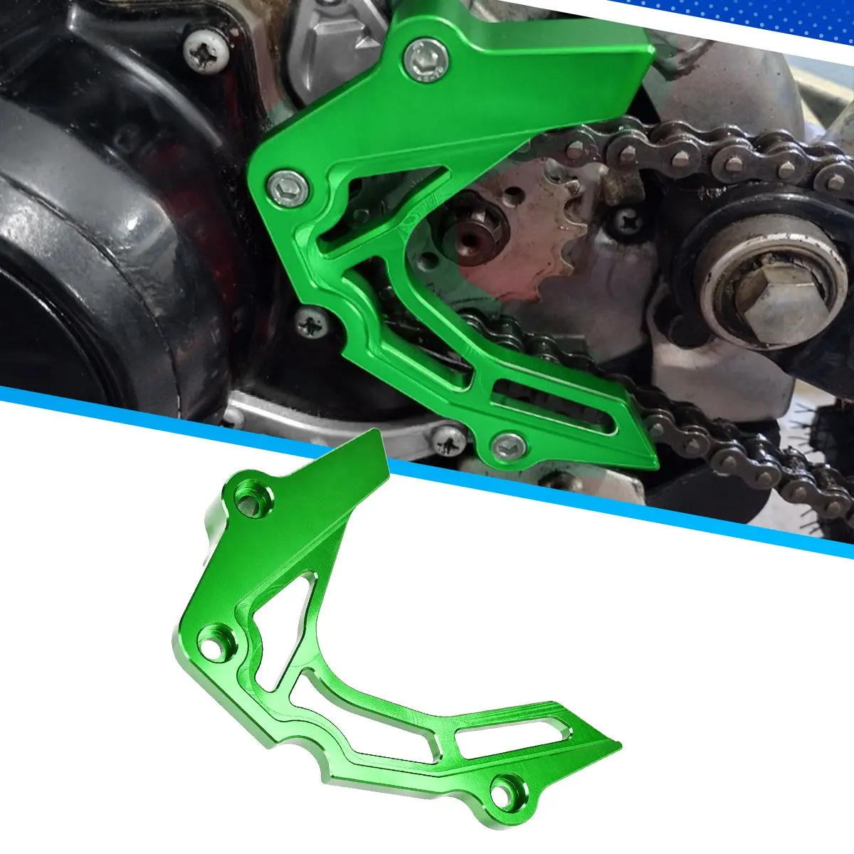 

Защита передней звездочки мотоцикла, зеленая, из алюминиевого сплава с ЧПУ, аксессуары для Kawasaki KLX110 2002-наст. время