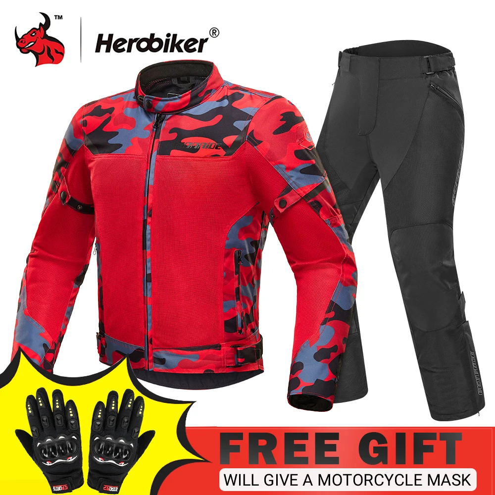 

HEROBIKER Motorcycle Riding Jacket For Male Riders Waterproof Warm Scratch Resistant Jacket Riding Pant Off-road Racing Clothing