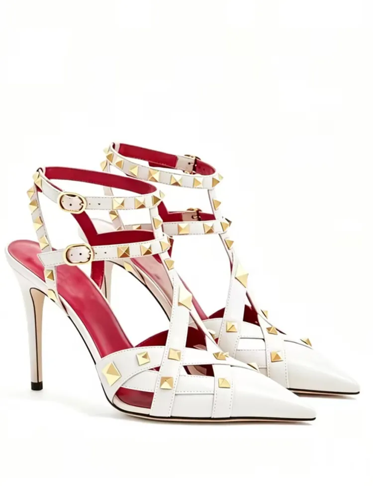 European and American Summer New Rivet Women's Pointed Stiletto Sandals Sexy Fashion Party Women's High Heel Sandals image 5