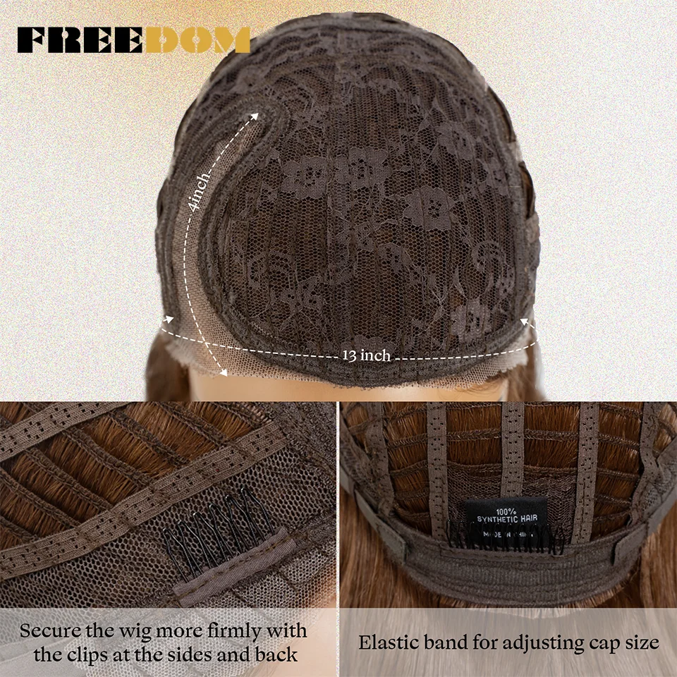 Synthetische Lace-Front-Perücken für Frauen, 18 Zoll, Seitenscheitel, vorgezupfte, gerade, geschichtete Lace-Perücke, Ombre Braun Blond, Perücke für den täglichen Gebrauch – Detail 10