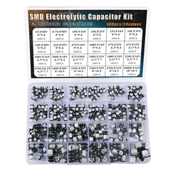 400pcs SMD Aluminum Electrolytic Capacitors Assortment Kit 24 Values 1uf-1000uf