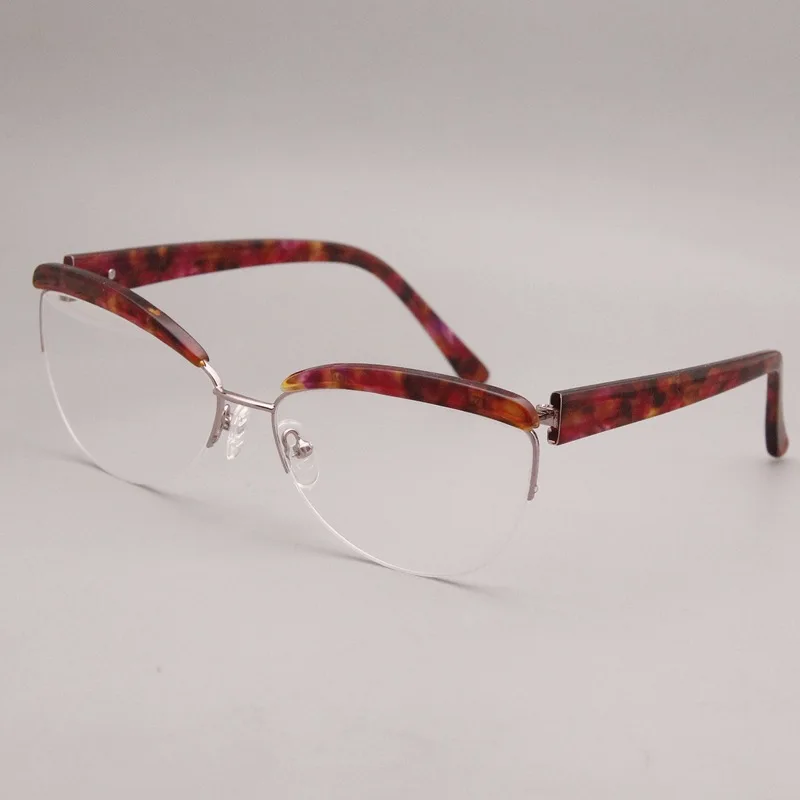 EAGWOO Women's Full Rim Optical Frame Prescription Eyeglasses Metal Spectacle Glasses with Eyebrow Design for Party