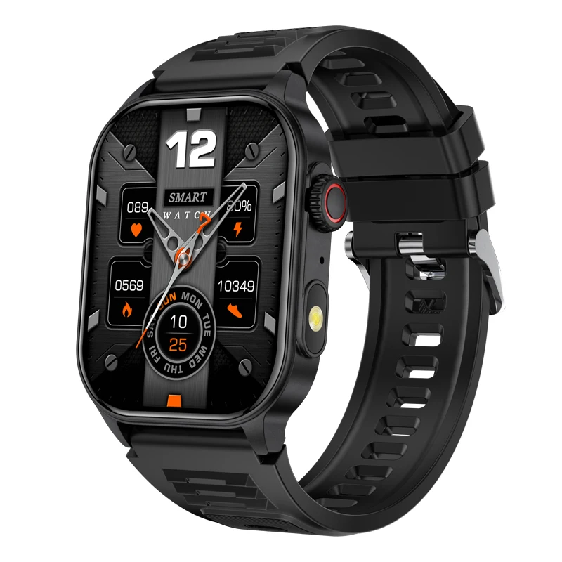 LIGE Men Smart Watch Flashlight IP68 Waterproof Watches Bluetooth Call 2.01'' Screen Health Monitor Outdoor Sport Smartwatch New