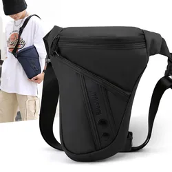 Men Waist Fanny Pack Drop Leg Bag Waterproof Nylon Casual Travel Hiking Motorcycle Rider Male Belt Hip Bum Thigh Bags