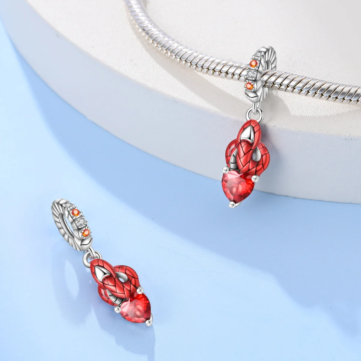 Original 925 Sterling Silver Snake Shaped Turquoise Charm Fit Bracelet Necklaces Women's Rock Party Fashion Jewelry Accessories image 5