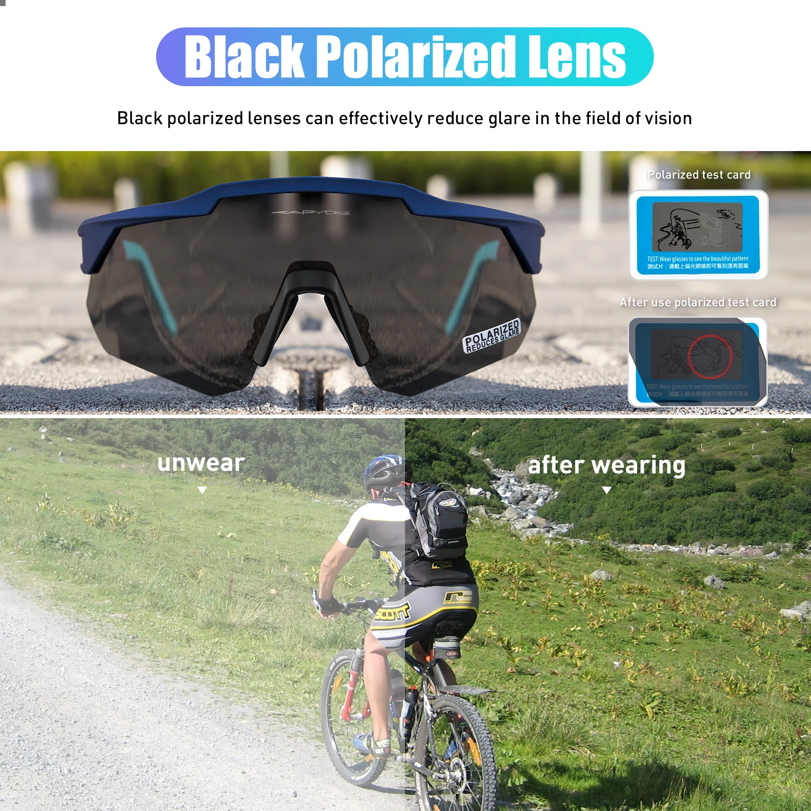 Kapvoe Photochromic Sunglasses Cycling Glasses Polarized MTB Goggles Women Outdoor Bike Sports Man UV400 Riding Bicycle Eyewear