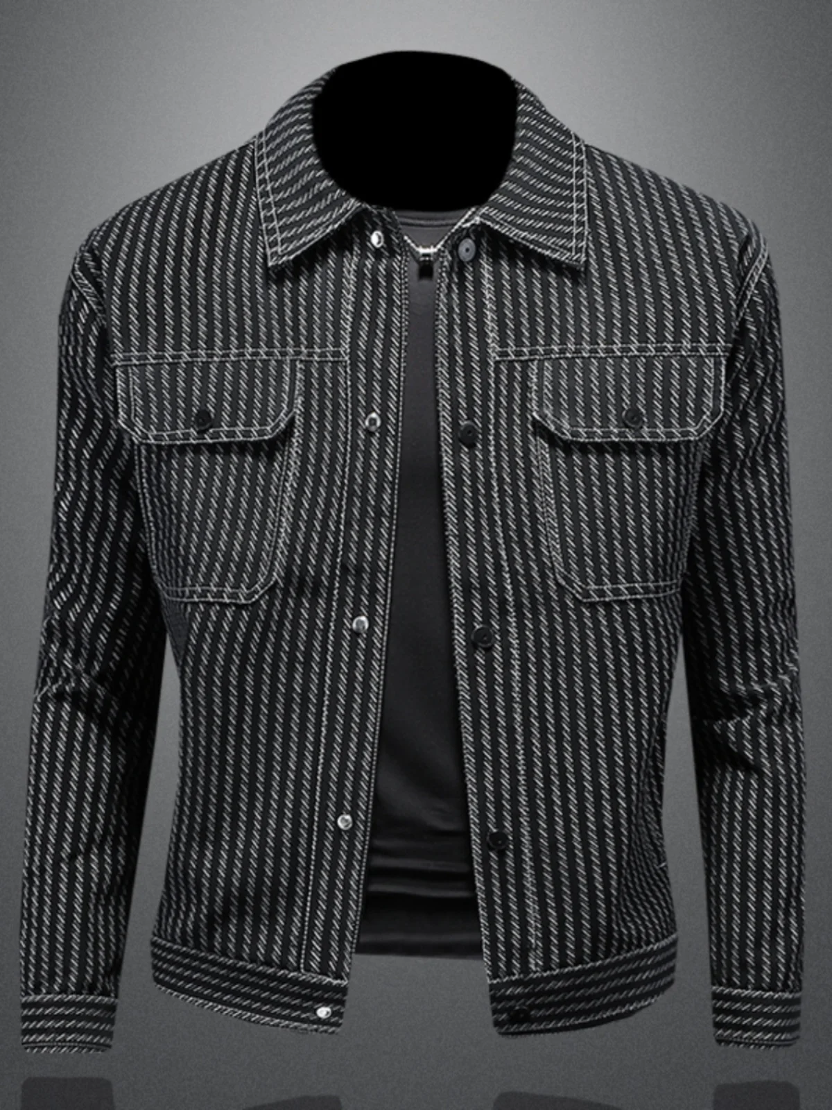

Мужская кожаная куртка Slim Fit на весну-осень, с одним пуговицей, отложным воротником, модная городская верхняя одежда