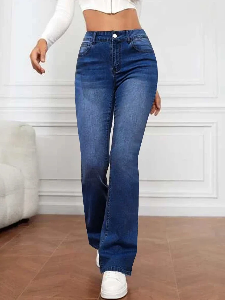 

Новые осенне-зимние женские джинсовые джинсы с высокой талией, утягивающие повседневные универсальные потертые брюки с высокой талией, брюки для женской одежды