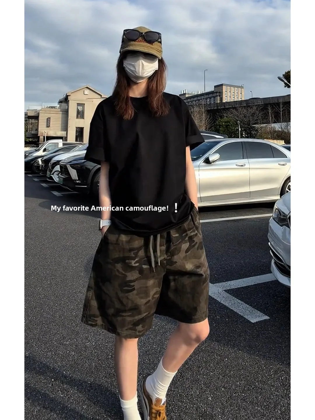 American Style Camouflage Green Men's Shorts Summer Sports Workwear Loose Casual Straight Leg Five-Quarter Pants Vintage