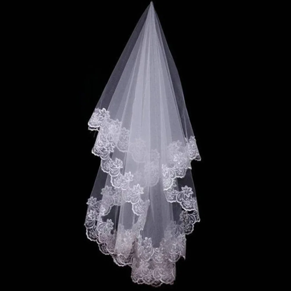 Amazing Lace Edge Wedding Veil Ivory Long Bridal Hexagon  