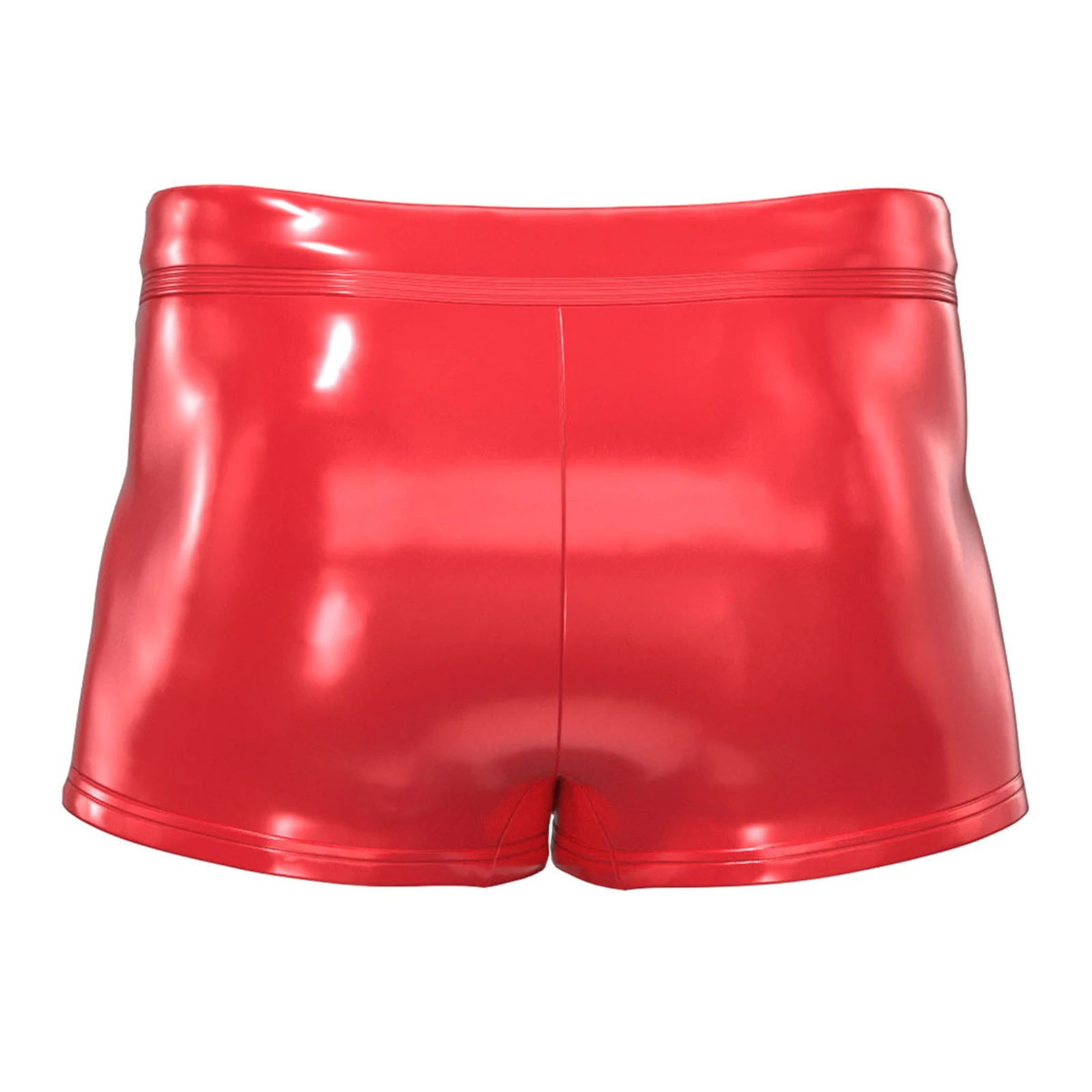 Men's Latex Skinny Bulge Pouch Underwear Lingerie Swim Trunks Short Pants Solid Buckled/Zipper Crotchless Boxer Shorts Hot Pant