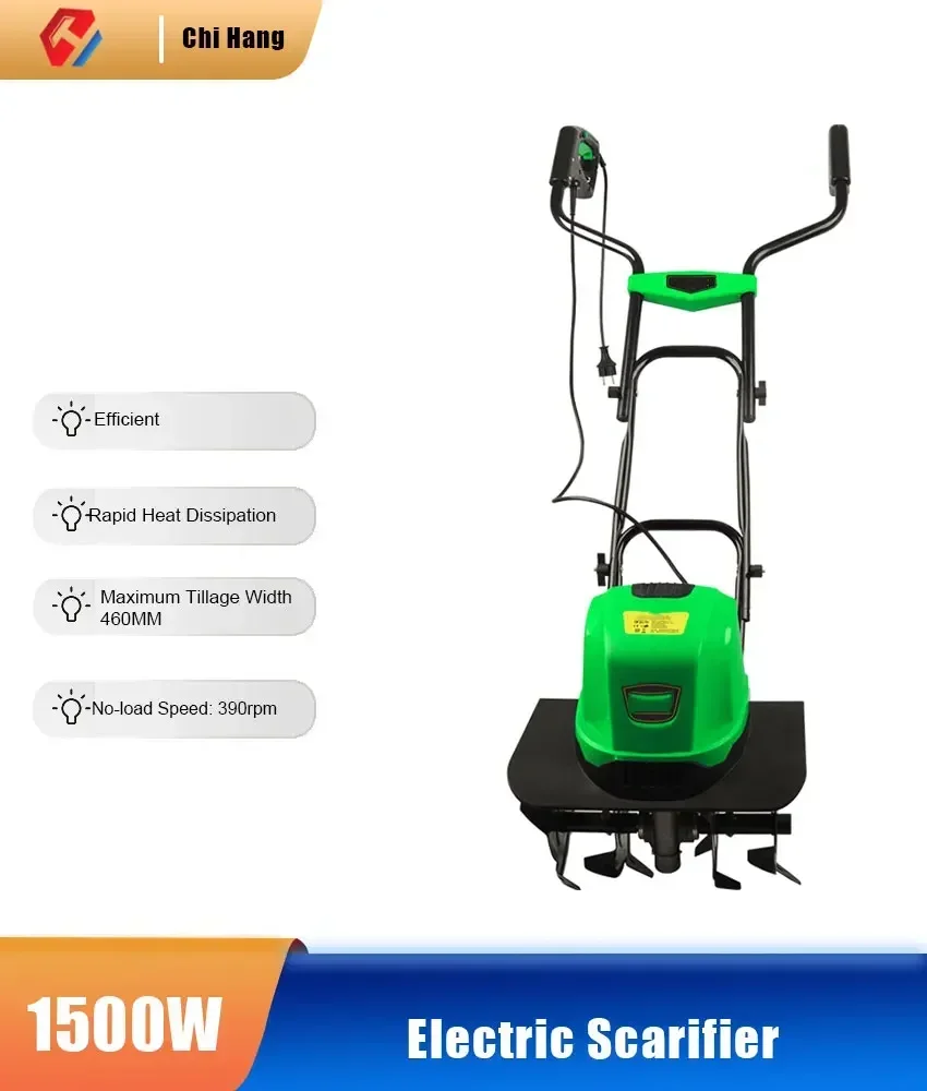 1500W Mini Micro-Tiller Electric Scarifier Soil Tiller Strong Power And High Efficiency Garden Soil Tillage And Looser