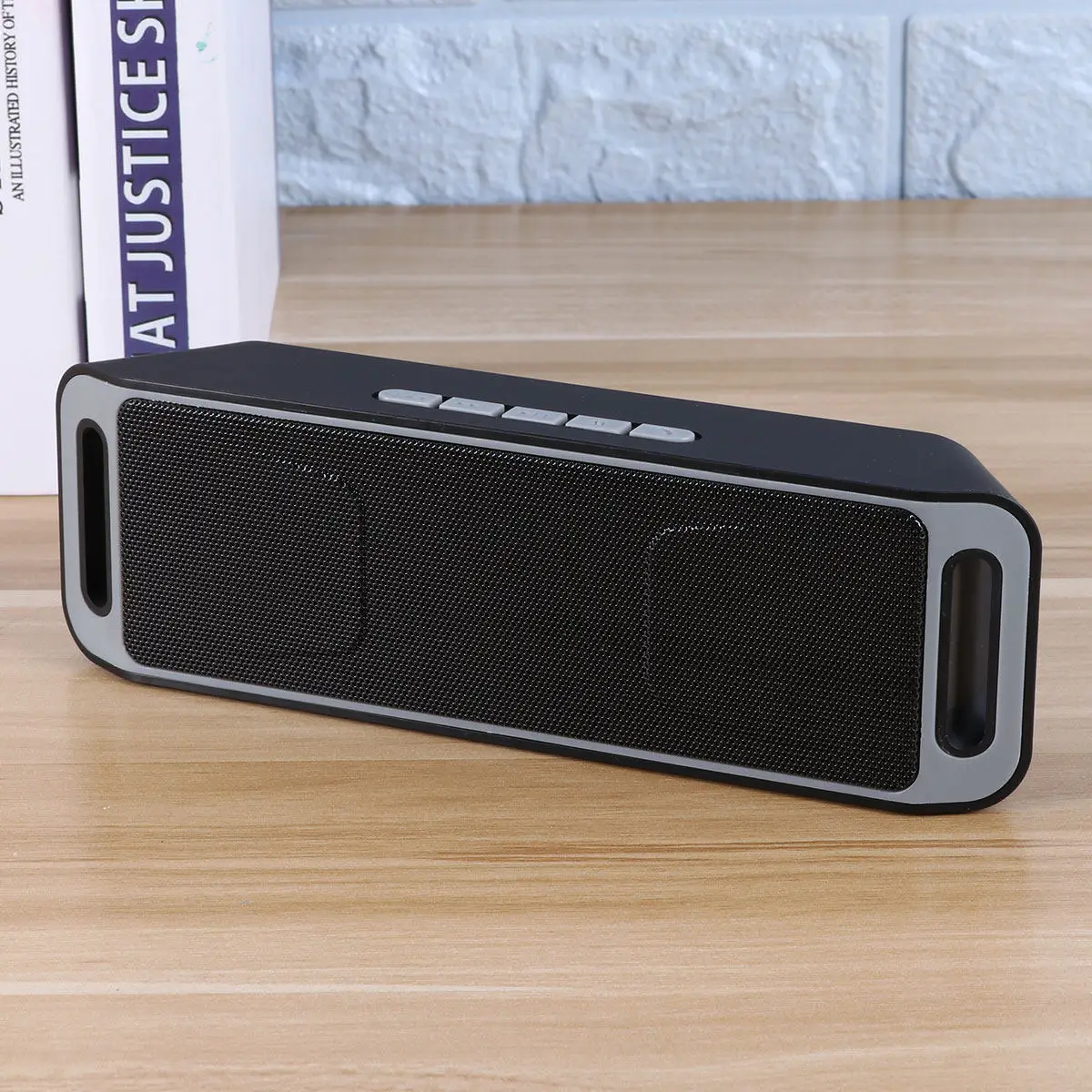 

Портативная беспроводная колонка-сабвуфер с басами, стереозвуком, функцией громкой связи, серая