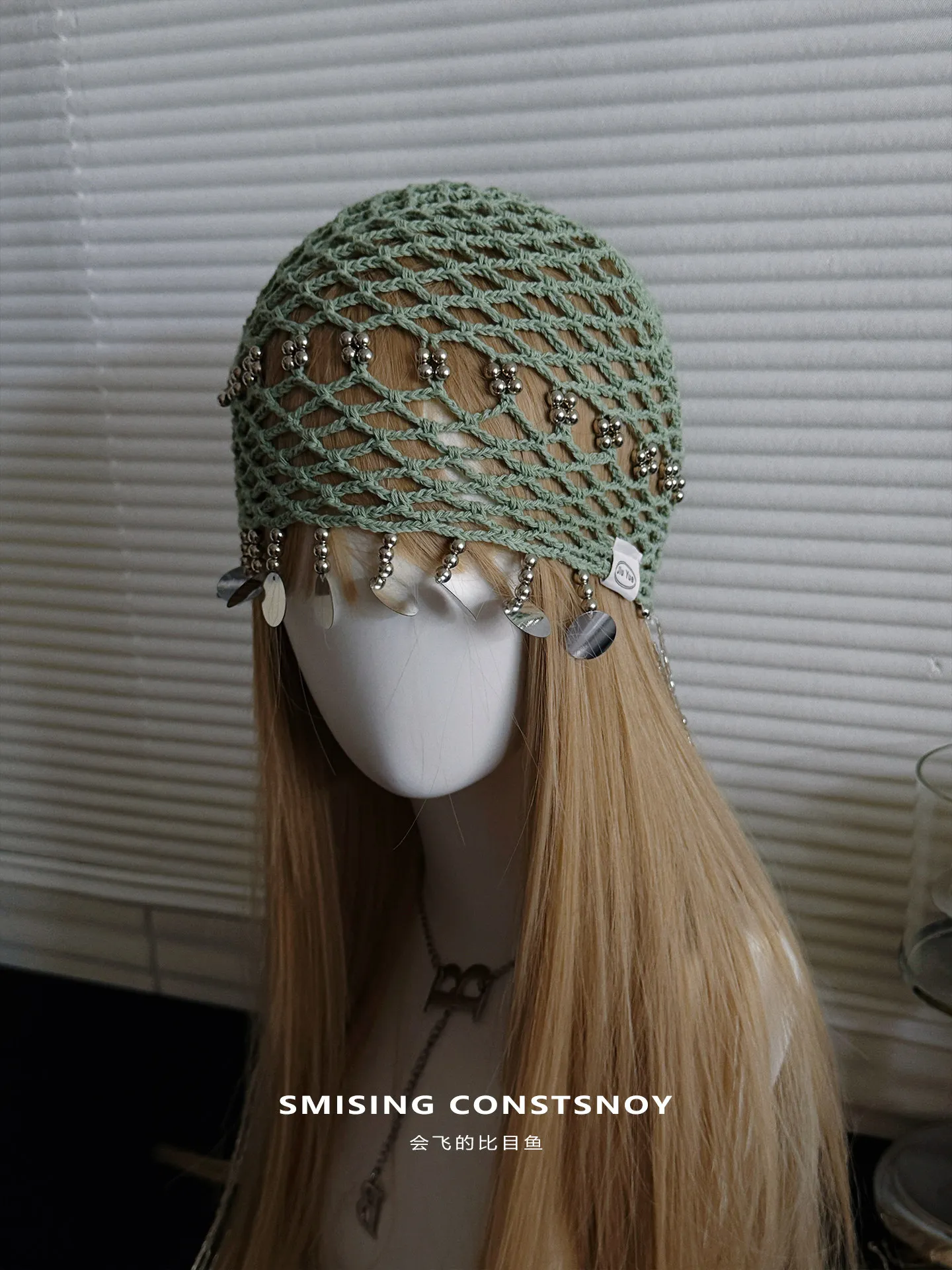 Unique Design Hand Crochet Hollow Beanie Women Summer Breathable Long Tassel Decor Vibe Knitted Skull Knitted Cap