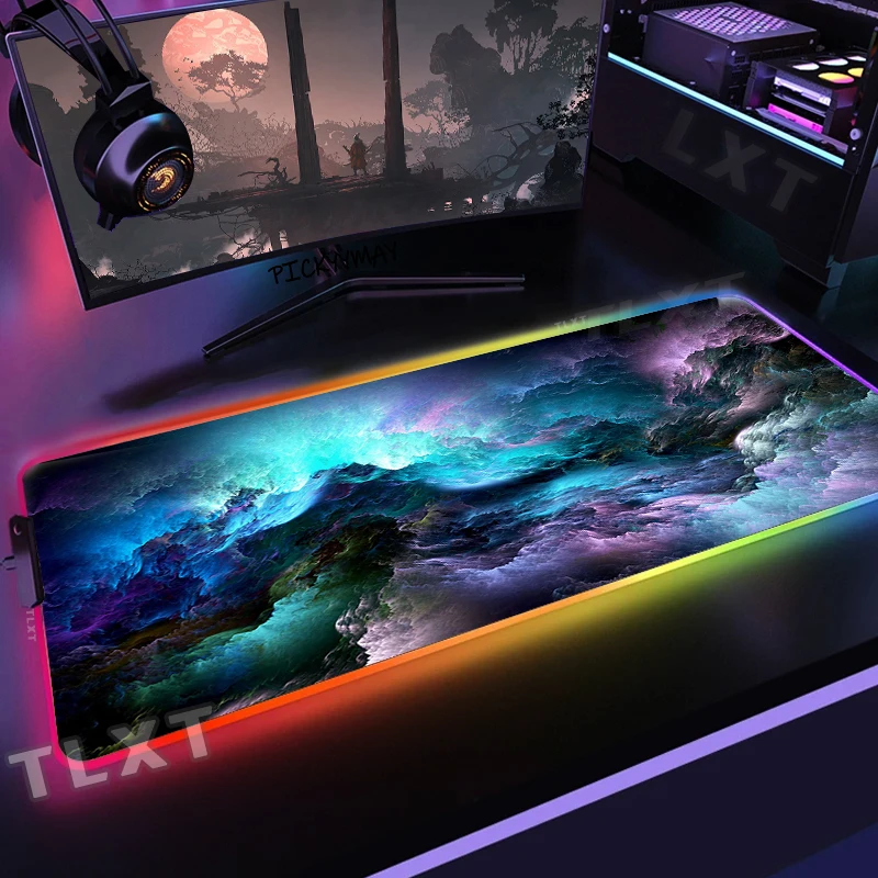 

Space RGB Gaming Mousepad Big LED Gamer Mousepads PC Desk Mat Luminous Mouse Pad Large Keyboard Mats Table Rug With Backlit