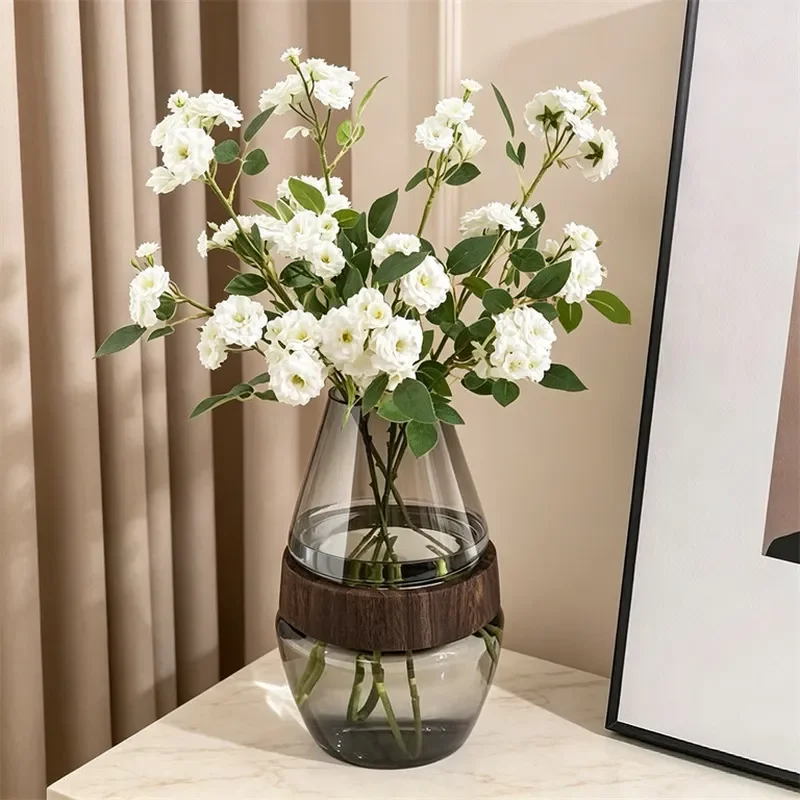 for Nordic ins style wood and glass vase modern minimalist living room entrance decorative ornament high value internet
