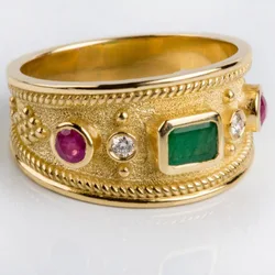Simple wide plate palace retro zircon ring